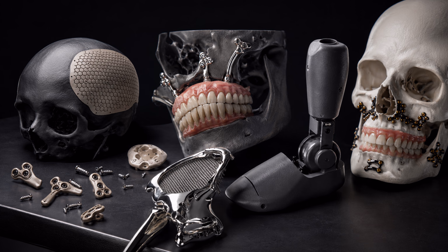 Patient-specific implant portfolio with cranial, maxillofacial and dental models arranged for design review